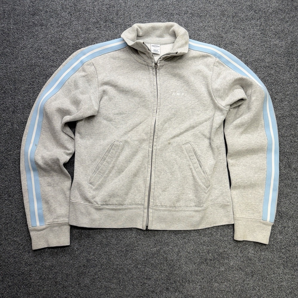 Abercrombie And Fitch Womens Y2K Jacket Size Small Gym Issue Gray/Baby Blue Vtg